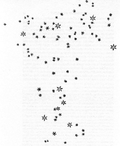 Below Galileo's depiction of the stars in the belt and sword of Orion